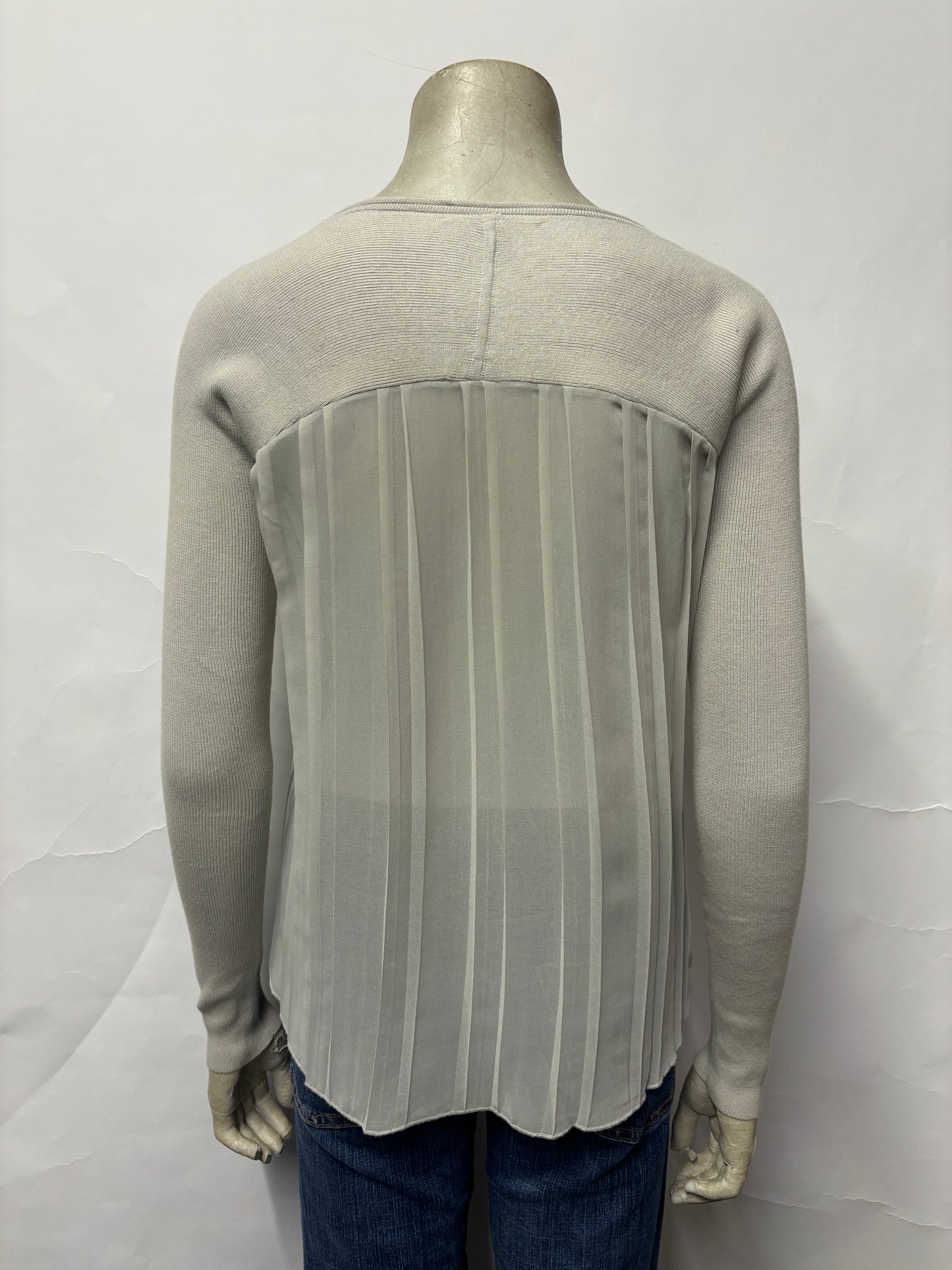 Armani Exchange Grey Knitted Jumper With Sheer Pleated Back XS