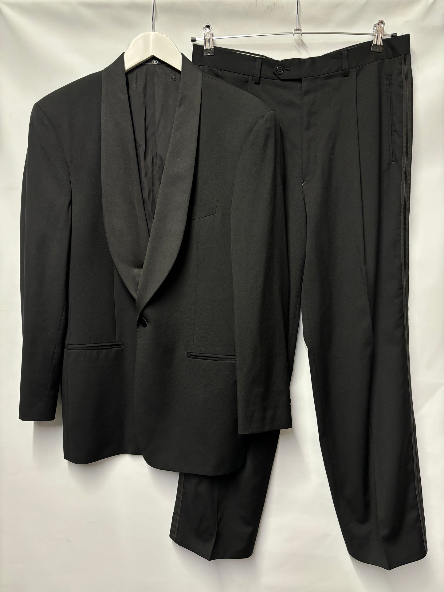 Valentino Black Pure Wool Tuxedo Dinner Suit 39.5R