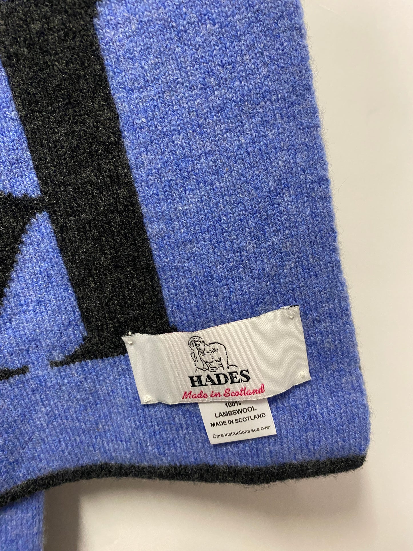 Hades Blue and Grey Alphabet 'K' Double Sided Scarf