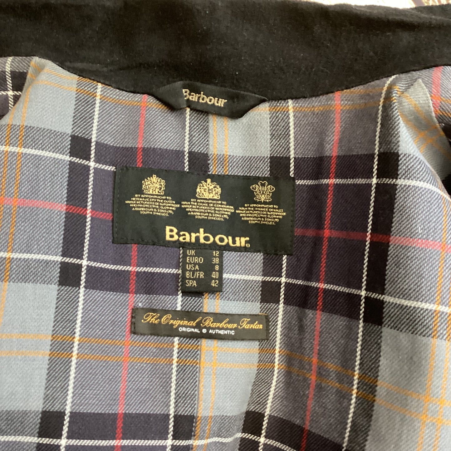 Barbour Utility Black Wax Cotton Jacket Size 12