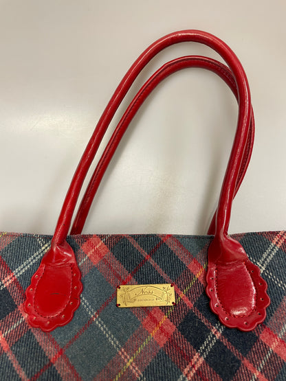 Ness Grey Red Tartan Checked Wool Day Bag Handbag