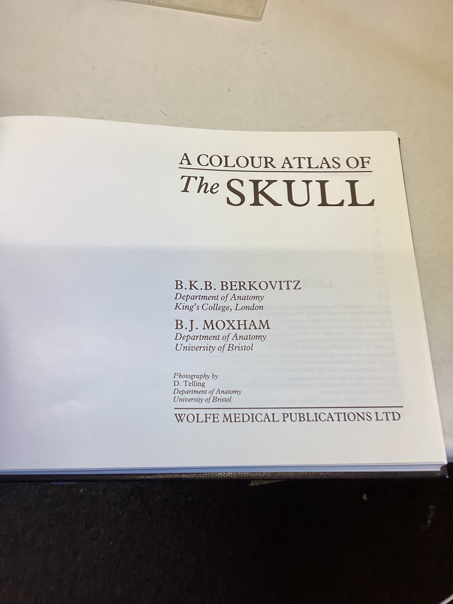 A Colour Atlas of The Skull B K B Berkovitz B J Moxham