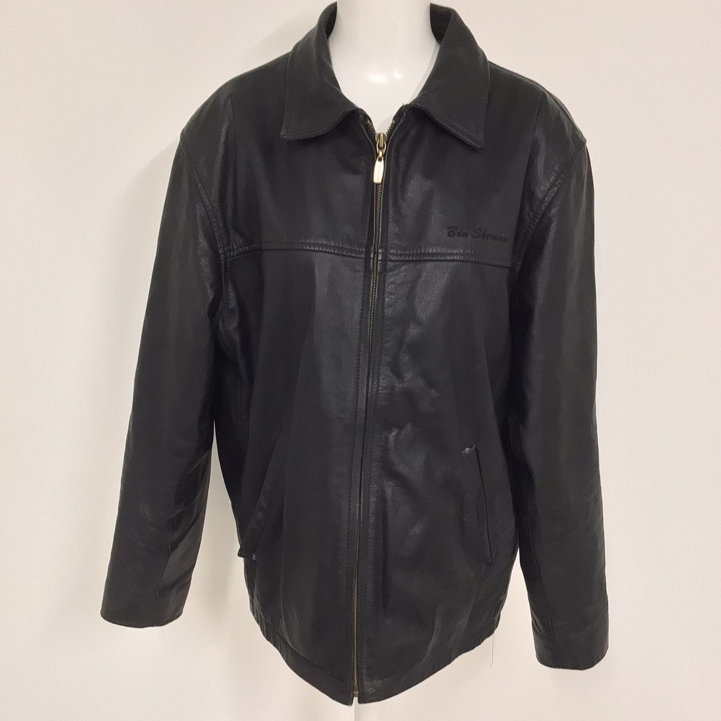 Ben Sherman Black Real Leather Jacket Size L