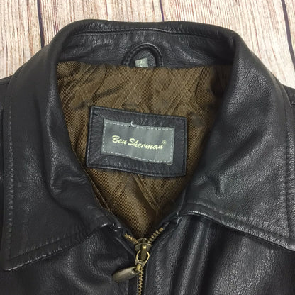 Ben Sherman Black Real Leather Jacket Size L