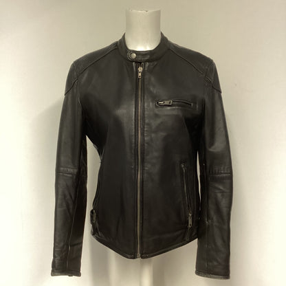 Solid Denmark Black Leather Biker Style Jacket Size S