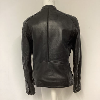 Solid Denmark Black Leather Biker Style Jacket Size S