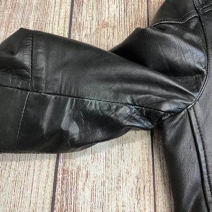 Solid Denmark Black Leather Biker Style Jacket Size S