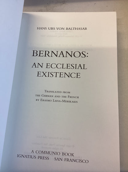 Bernanos An Ecclesial Existence Hans Urs Von Balthasar