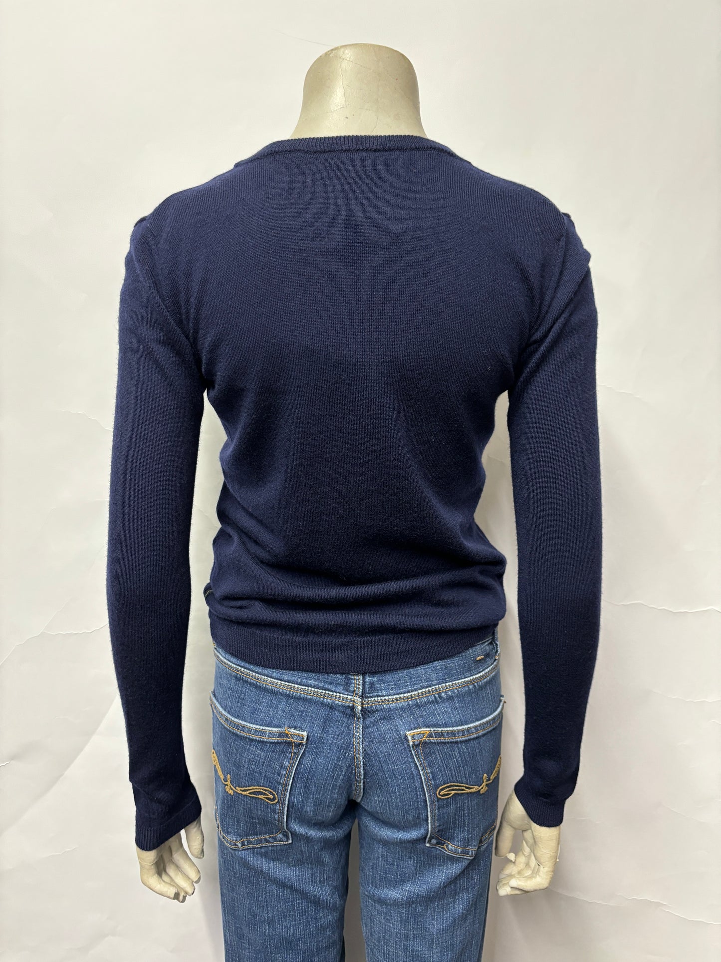 Armani Jeans Navy 100% Wool Cardigan 10