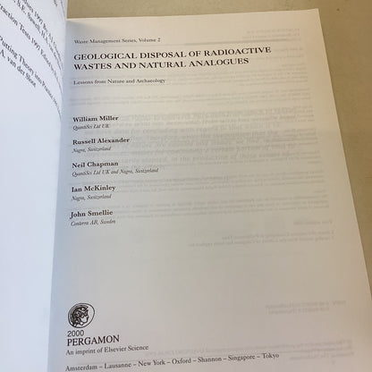 Geological Disposal Of Radioactive Wastes And Natural Analogues Waste Management Series Volume 2
