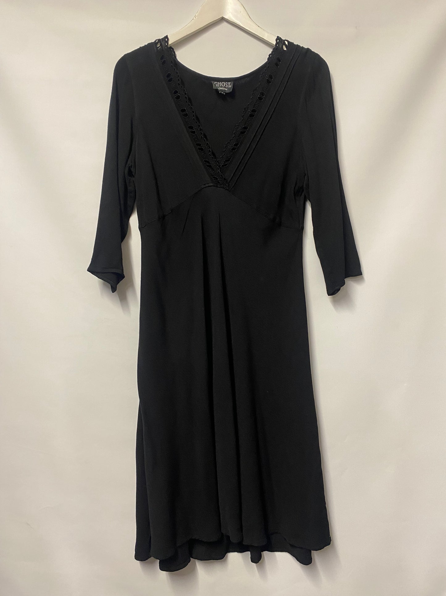 Ghost Black V-neck Mid-length Dress Large