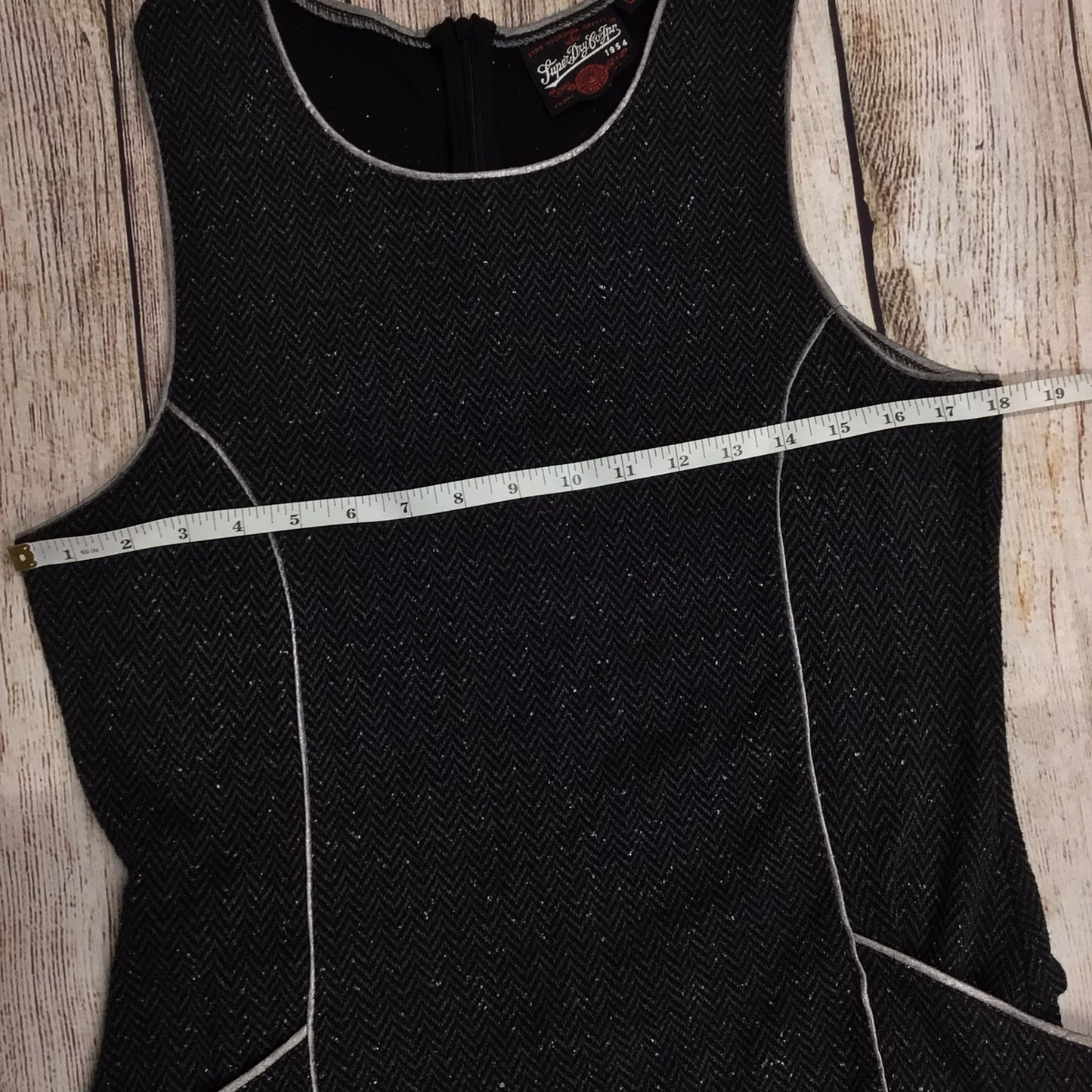 Superdry Black & Grey Jersey Dress w/Pockets Size L