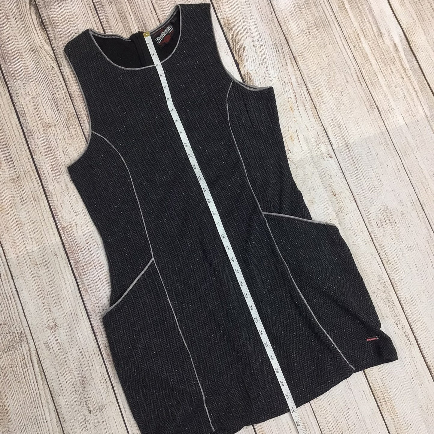 Superdry Black & Grey Jersey Dress w/Pockets Size L