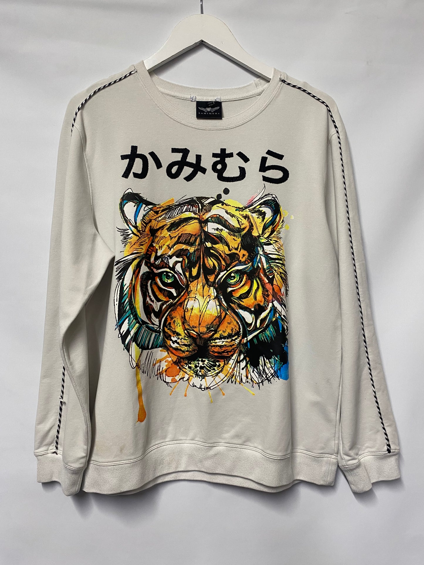 Kamimura White Cotton Blend Tiger Sweatshirt XL