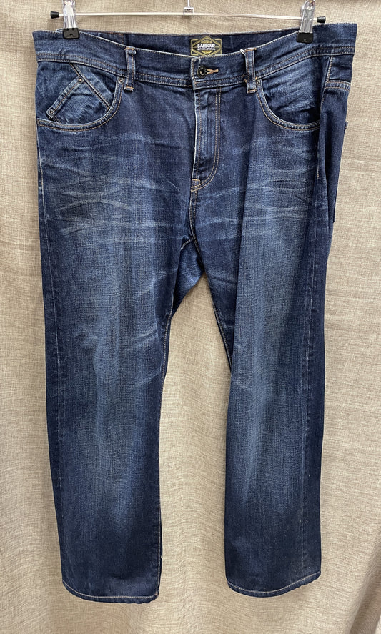 Barbour Straight Leg Blue Jeans Waist 36 Leg 32