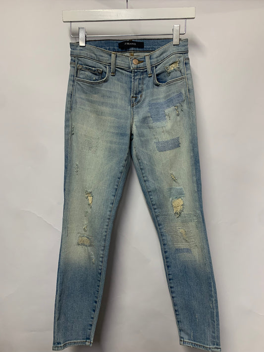 J Brand Light Blue Wash Frayed Skinny Jeans 24 / XXS