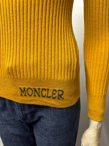 Moncler Mustard Wool Knitted Roll Neck Jumper Small