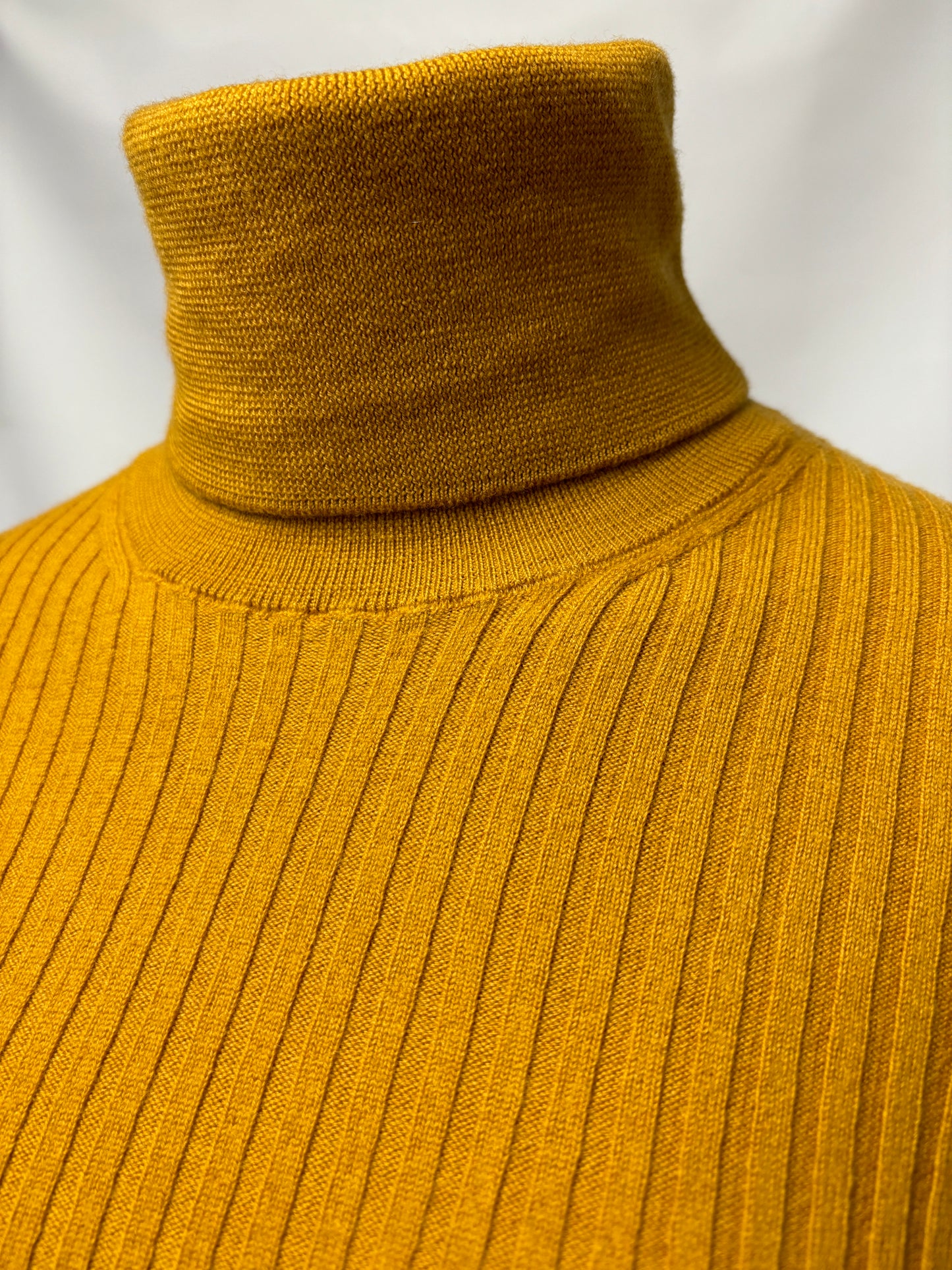 Moncler Mustard Wool Knitted Roll Neck Jumper Small