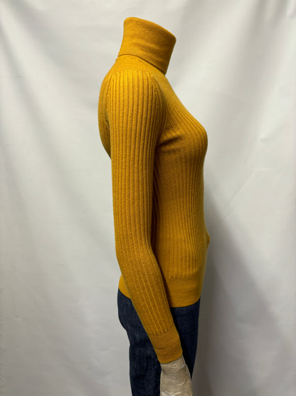 Moncler Mustard Wool Knitted Roll Neck Jumper Small