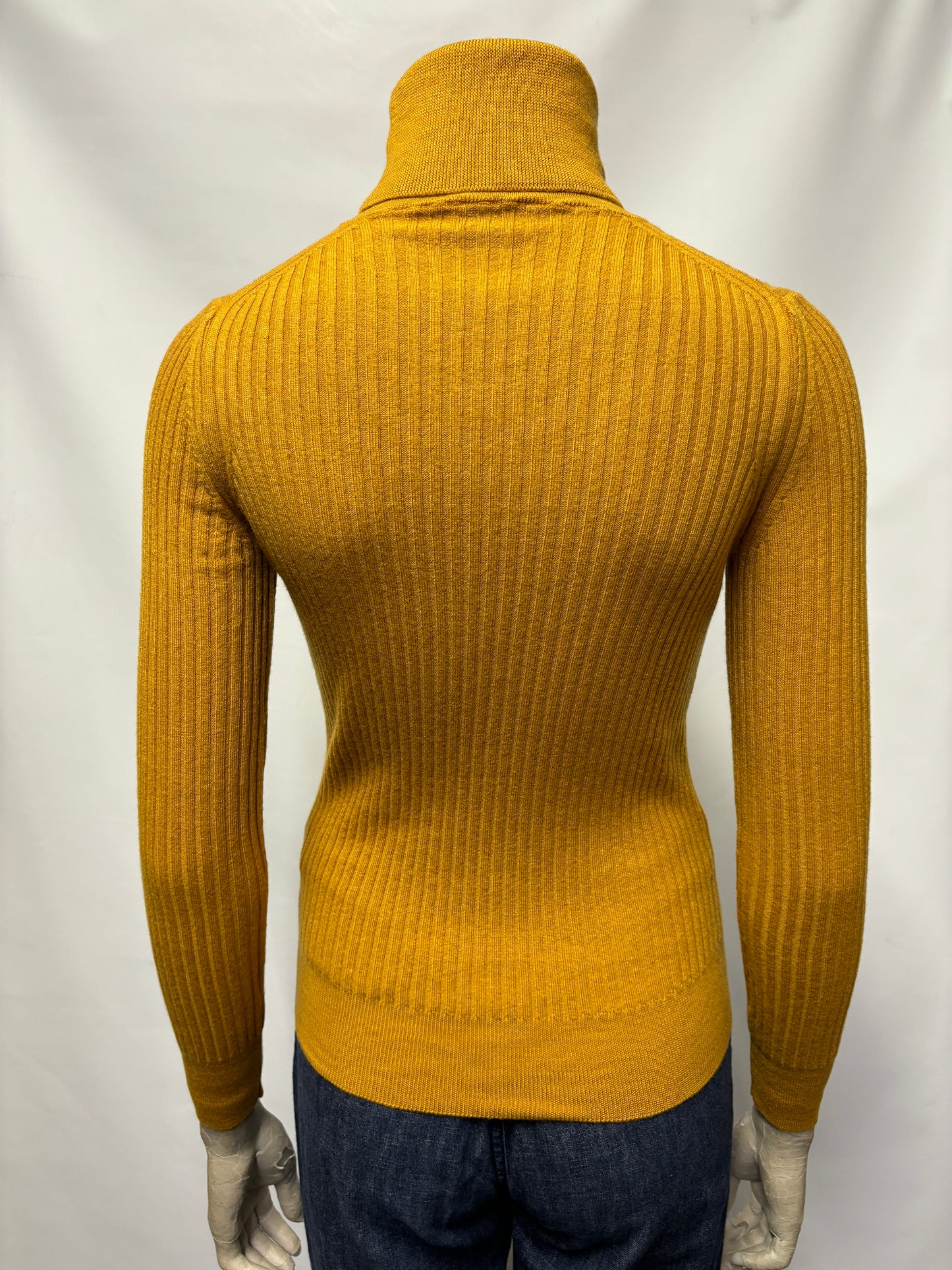 Moncler Mustard Wool Knitted Roll Neck Jumper Small