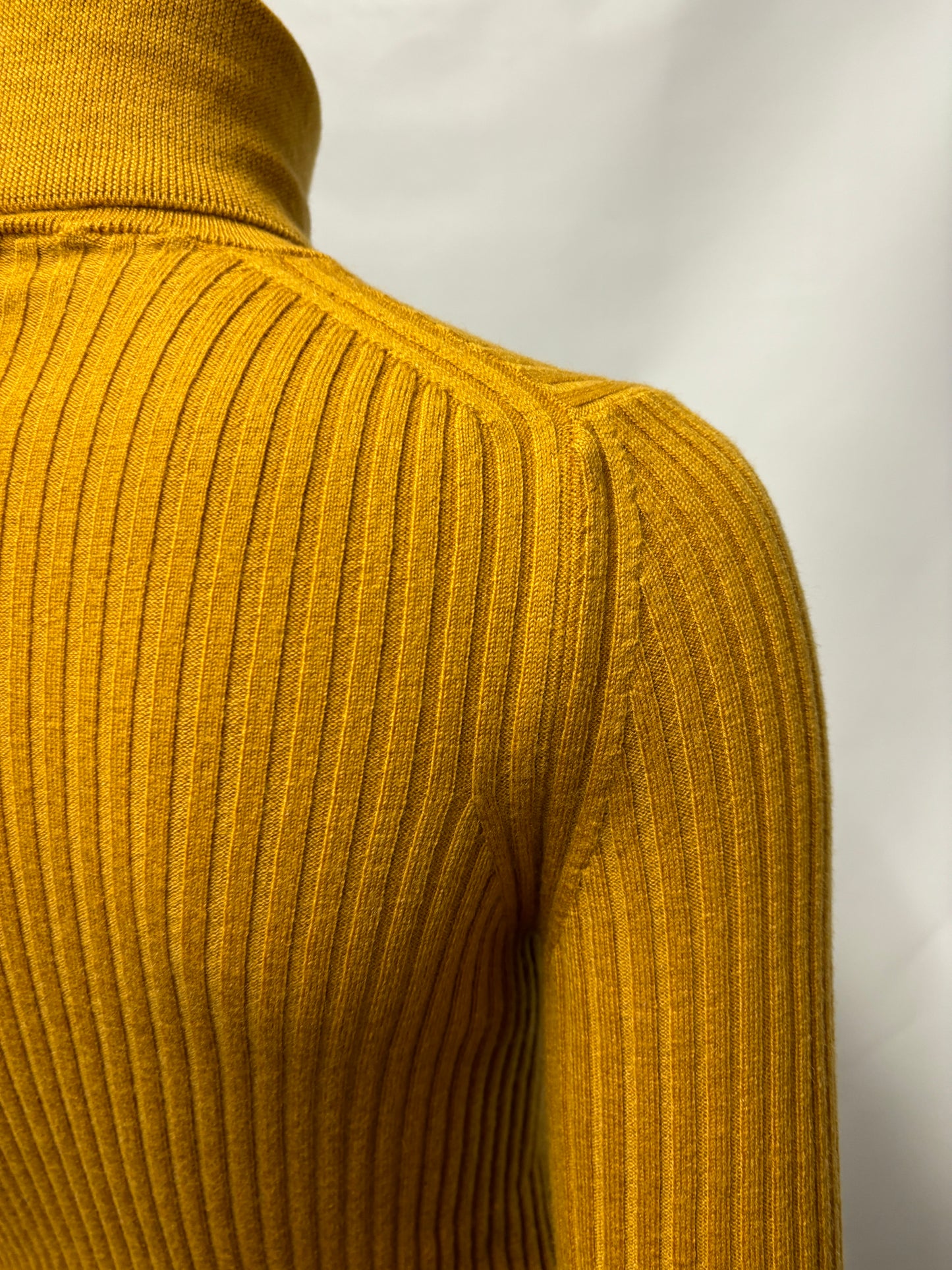 Moncler Mustard Wool Knitted Roll Neck Jumper Small