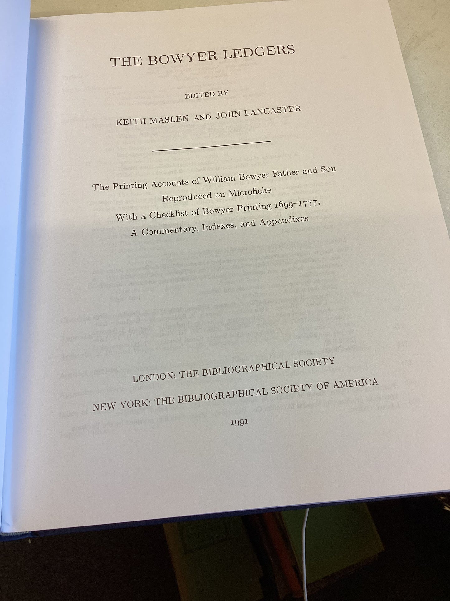 The Bowyer Ledgers Edited by Keith Maslen and John Lancaster