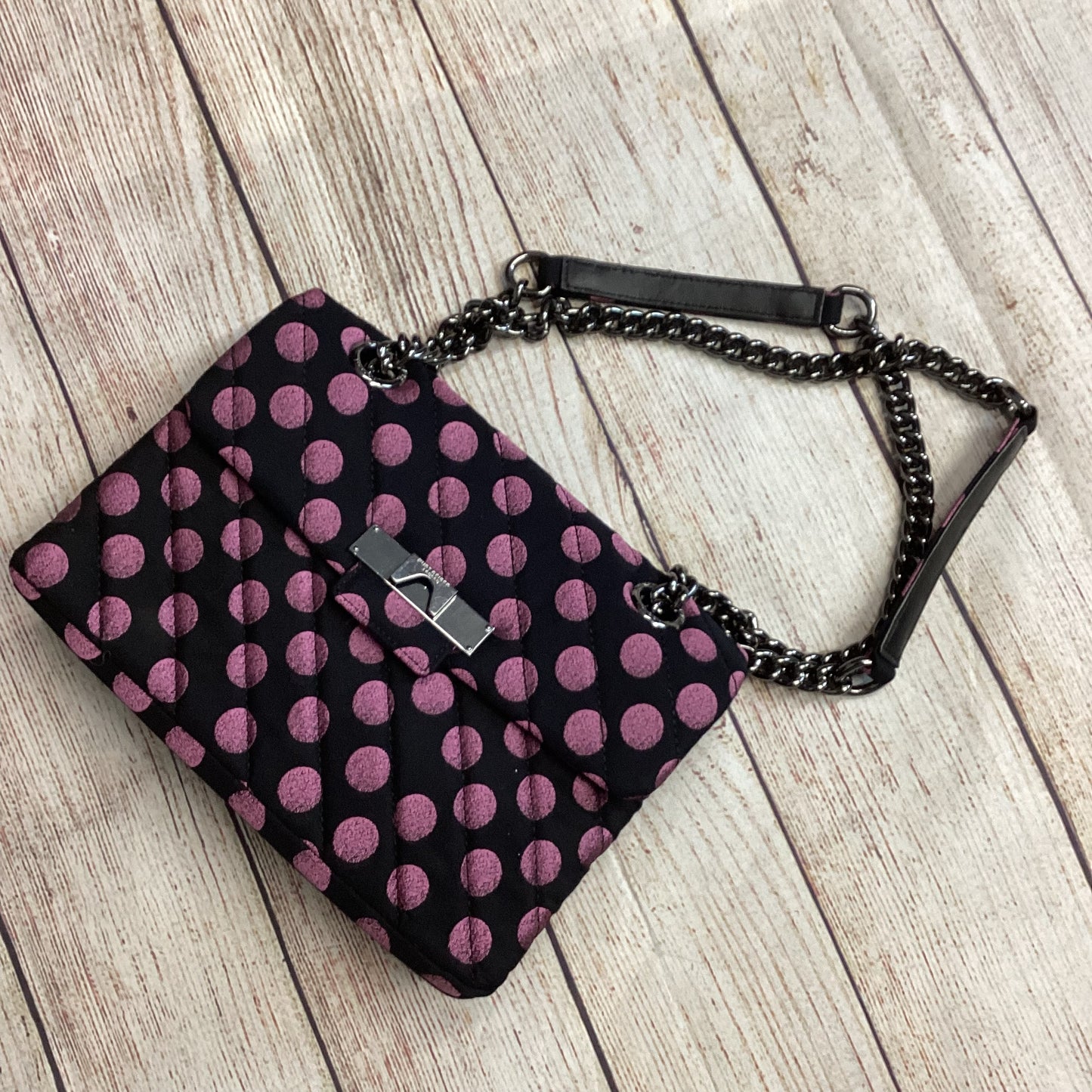 Kurt Geiger Black Pink Polkadot Chain Handbag