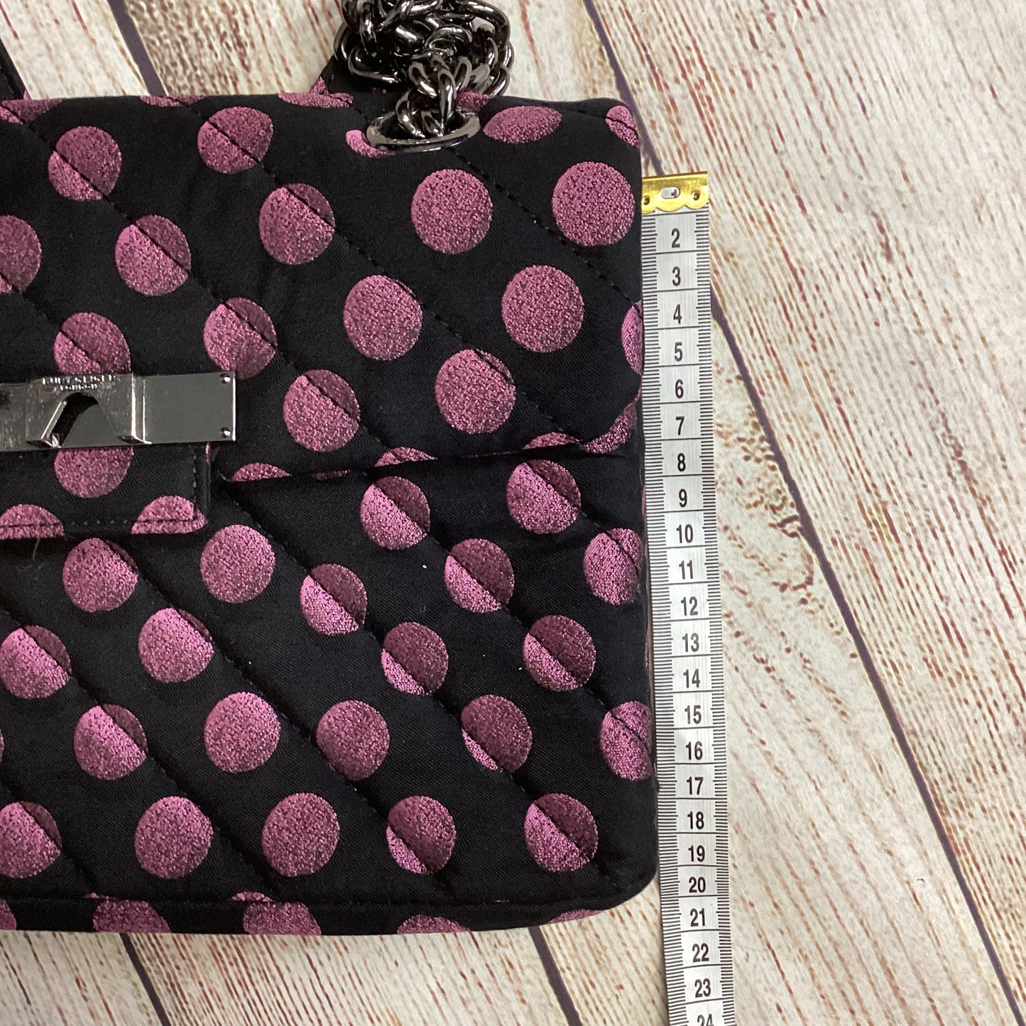 Kurt Geiger Black Pink Polkadot Chain Handbag