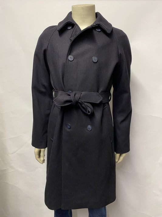 American Vintage Navy Blue Wool Double Breasted Overcoat 48