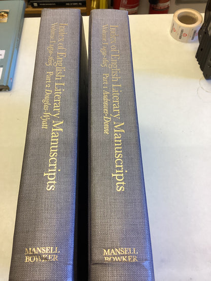 Index of English Literary Manuscripts Volume 1 1450 - 1625 Part 1 and Part 2 Compiled By Peter Beal