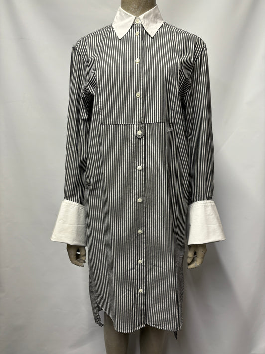 JW Anderson Grey and White Cotton Striped Shirt Dress Size 6