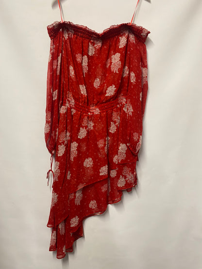 The Kooples Red Floral Asymmetric Hem Occasion Dress Large BNWT