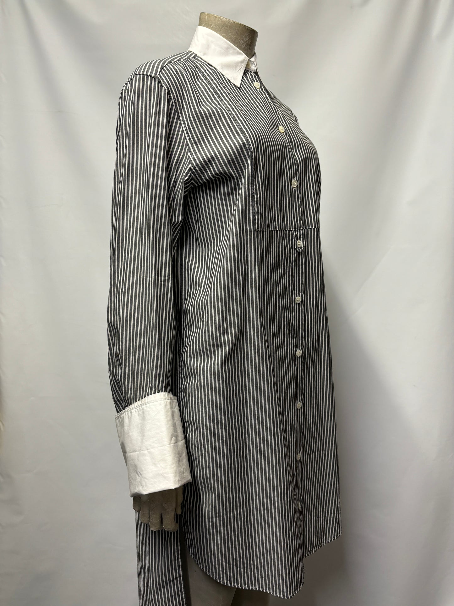 JW Anderson Grey and White Cotton Striped Shirt Dress Size 6