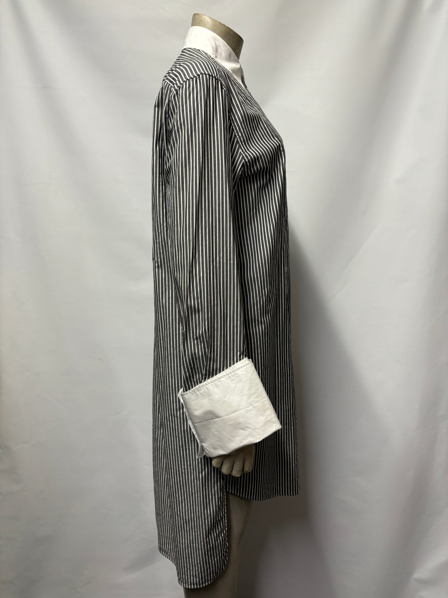 JW Anderson Grey and White Cotton Striped Shirt Dress Size 6