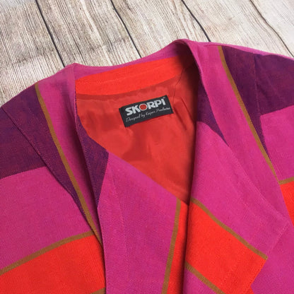 Skorpi Pink & Red Multi Open Jacket 100% Cotton Size L