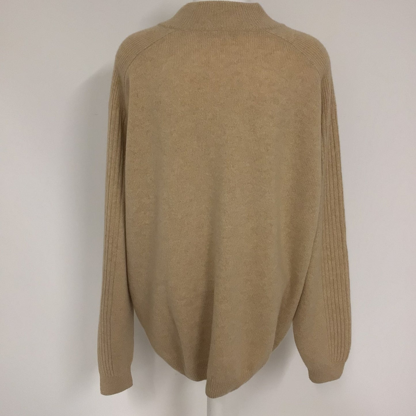 Jaeger Beige Zip Neck Jumper Merino Wool & Cashmere Blend Size XL