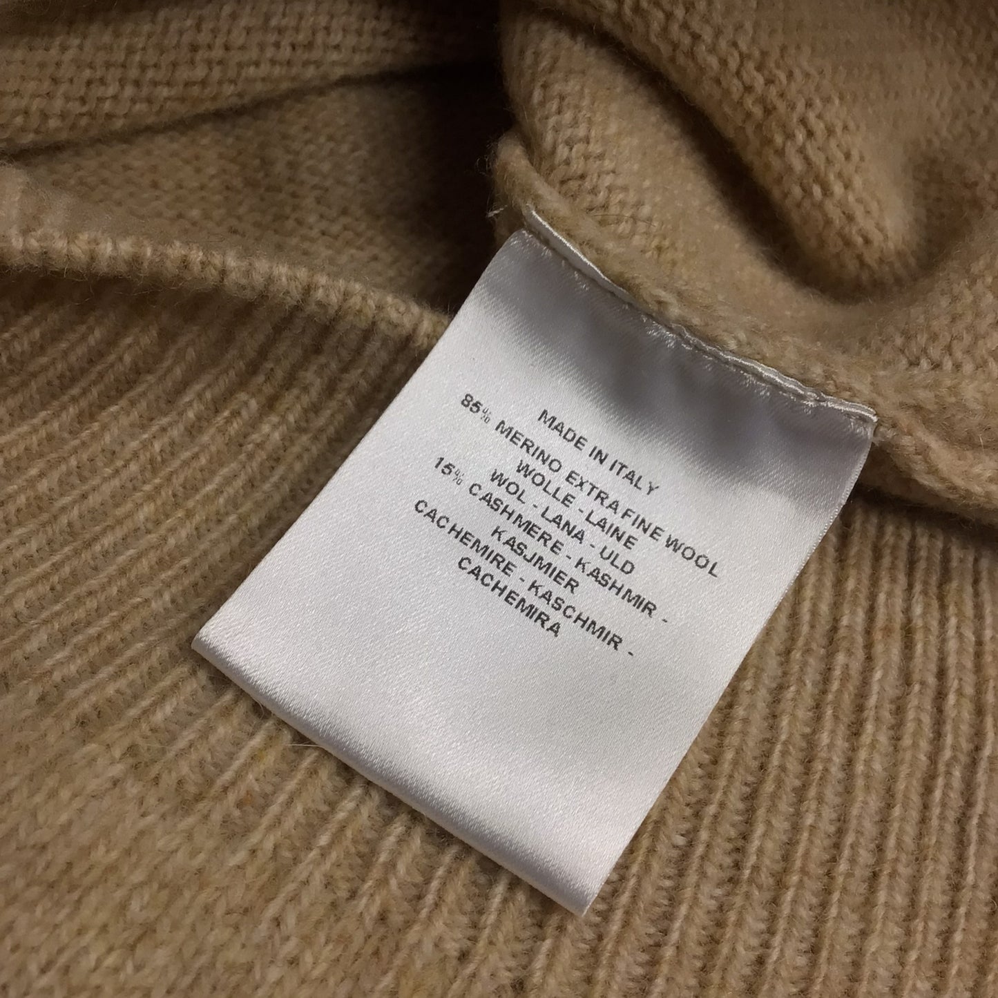 Jaeger Beige Zip Neck Jumper Merino Wool & Cashmere Blend Size XL