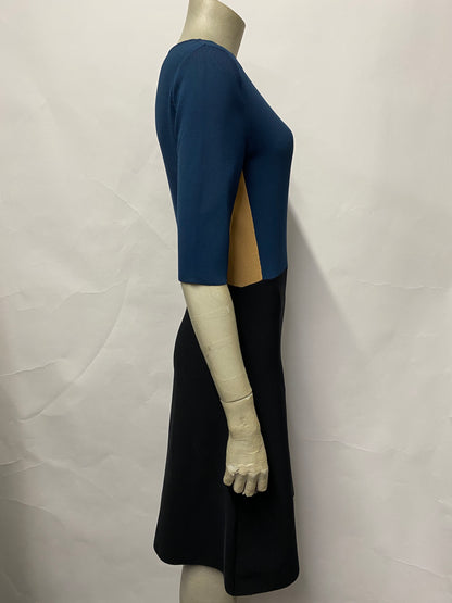 COS Black, Nude and Blue Colour Block Thick Knit Dress Small