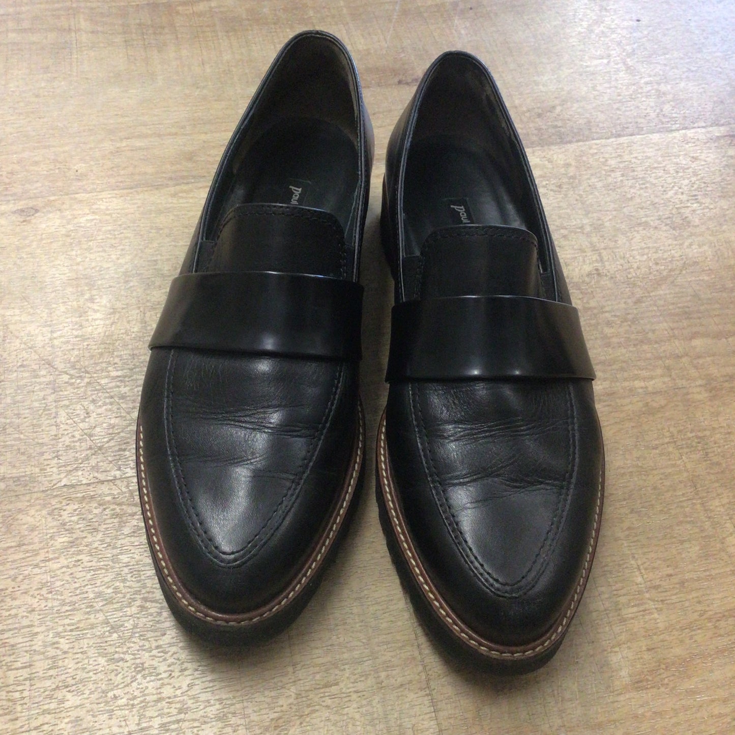 Paul Green Black Brogue Loafers Shoes Size 6