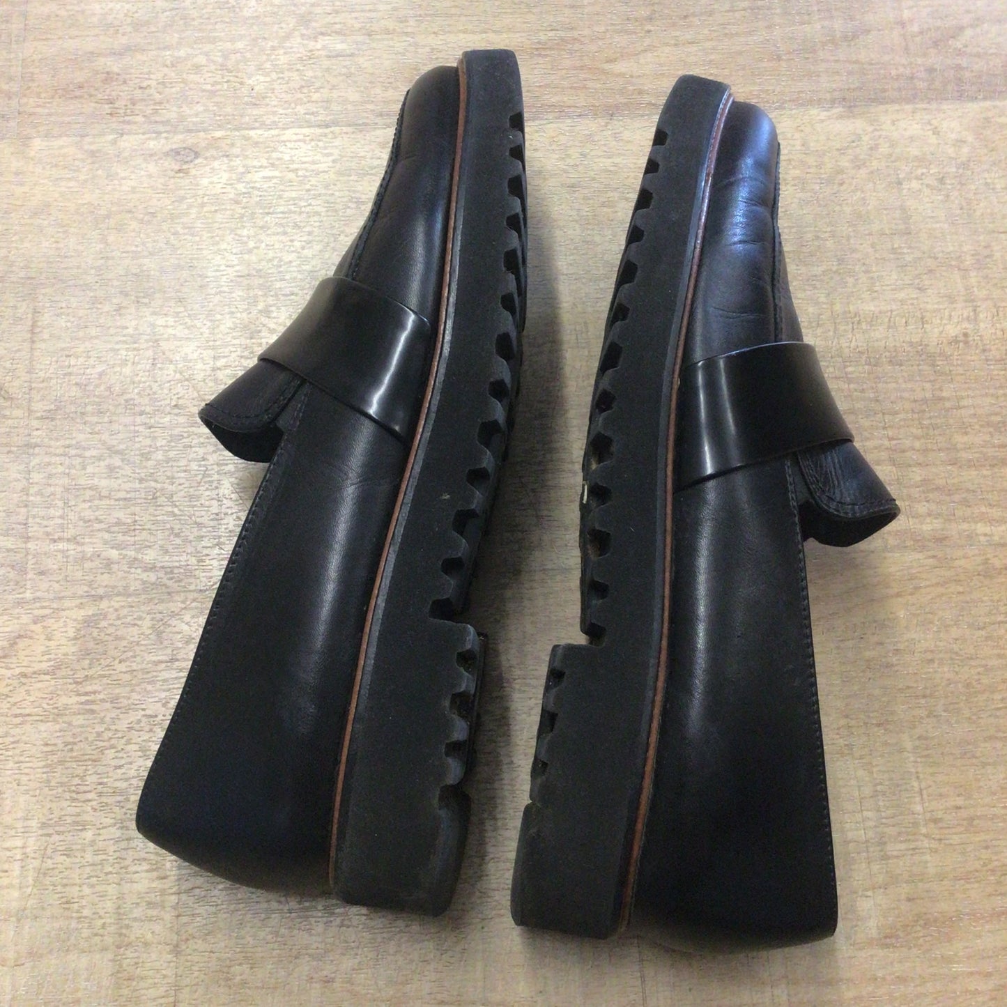 Paul Green Black Brogue Loafers Shoes Size 6