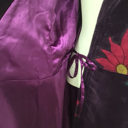 Nomads Purple Floral Velvet Lined Dress Coat 100% Cotton Size S