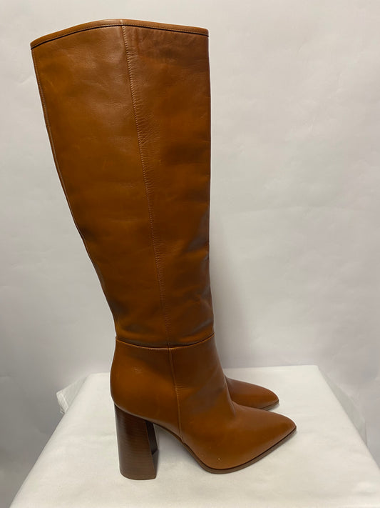 M Gemi Brown Leather Heeled Boots 6.5