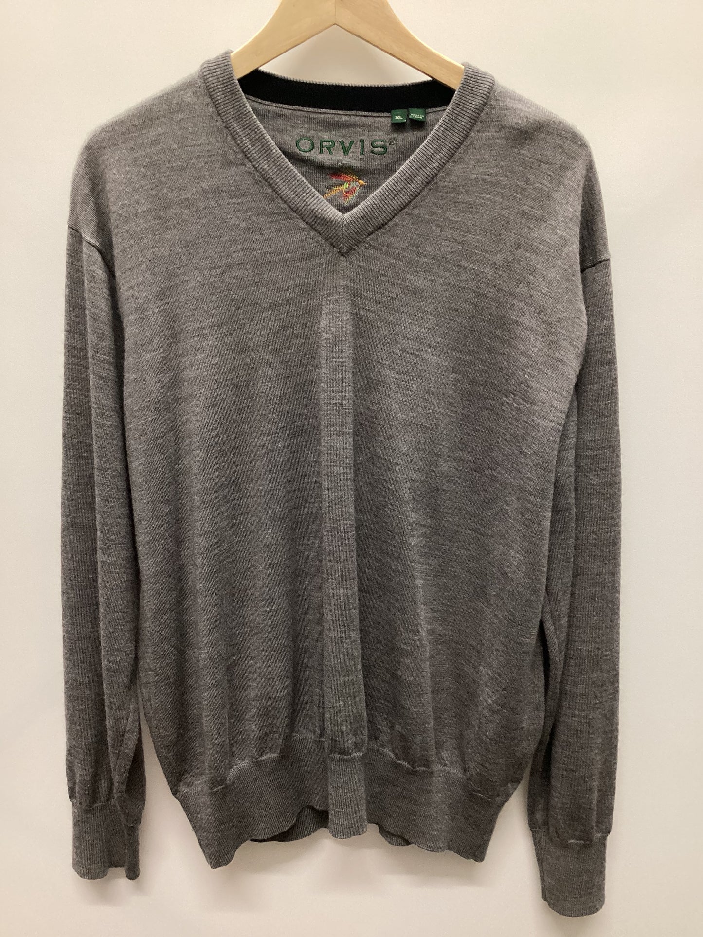 Orvis 100% Merino Wool Grey Pullover Size XL