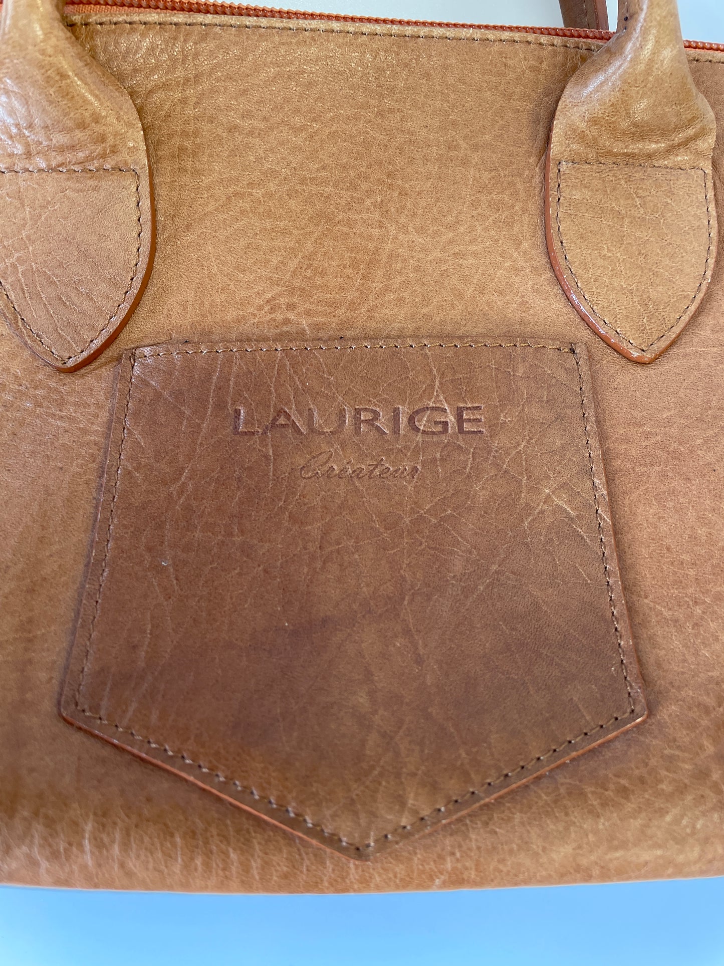 Laurige France Small Light Tan Brown Leather Handbag Bag