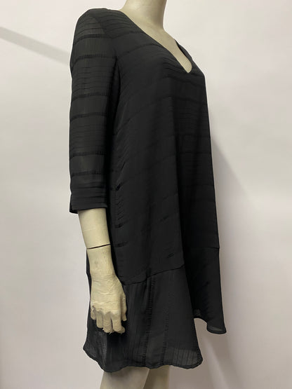 Sezane Black Sheer Mid Length V-neck Dress 10