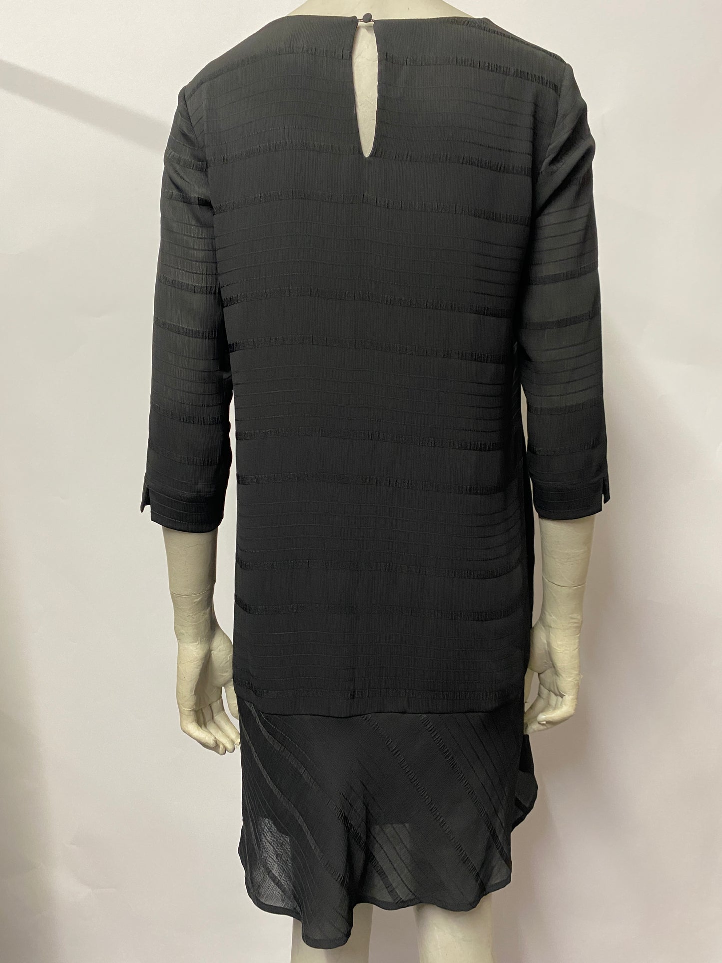 Sezane Black Sheer Mid Length V-neck Dress 10