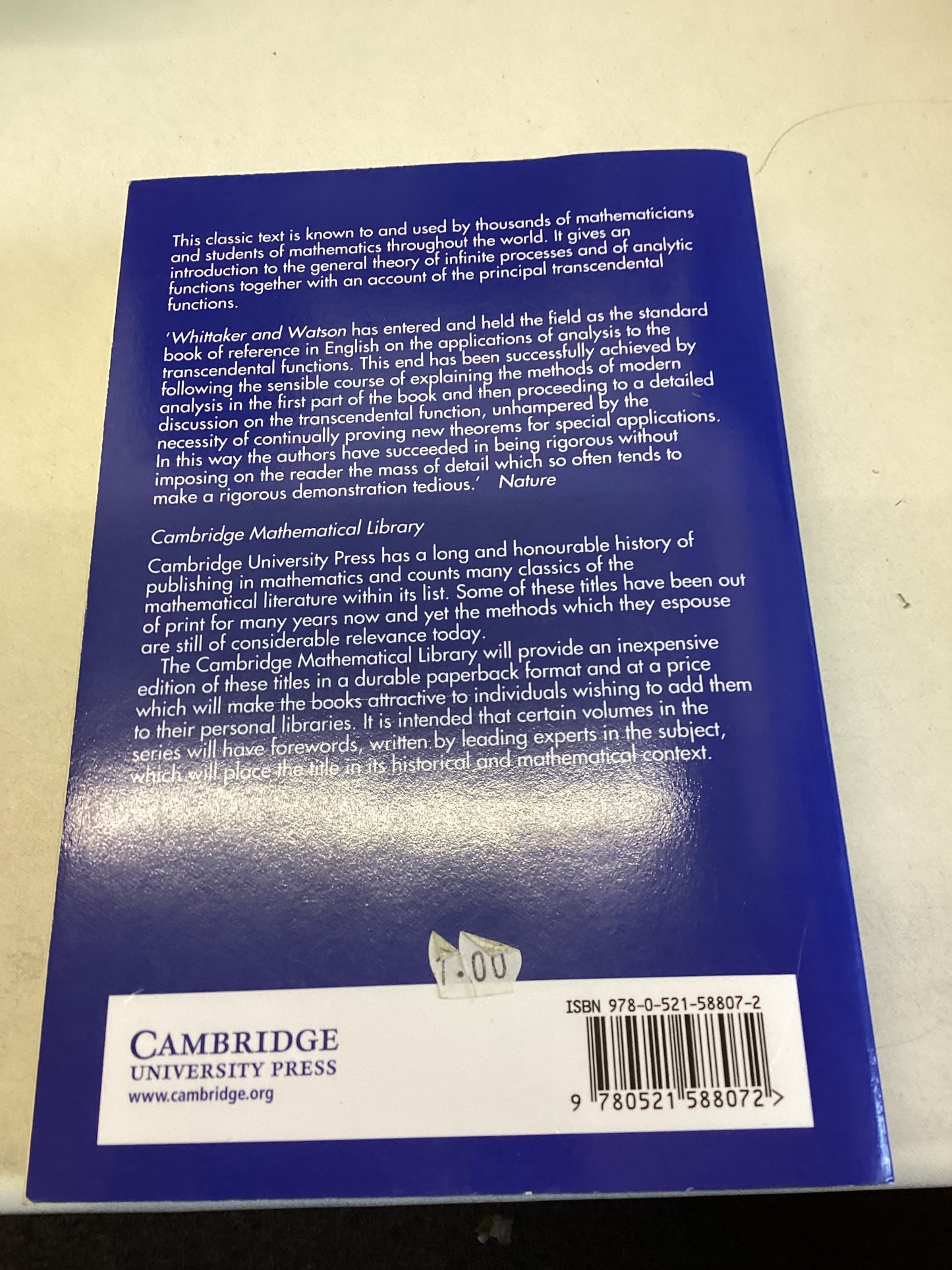 A Course of Modern Analysis E T Whittaker and G N Watson