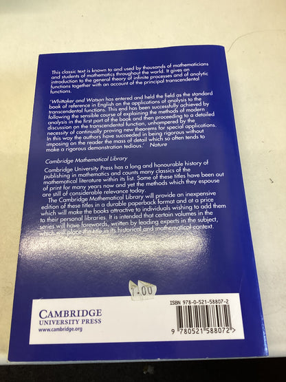A Course of Modern Analysis E T Whittaker and G N Watson