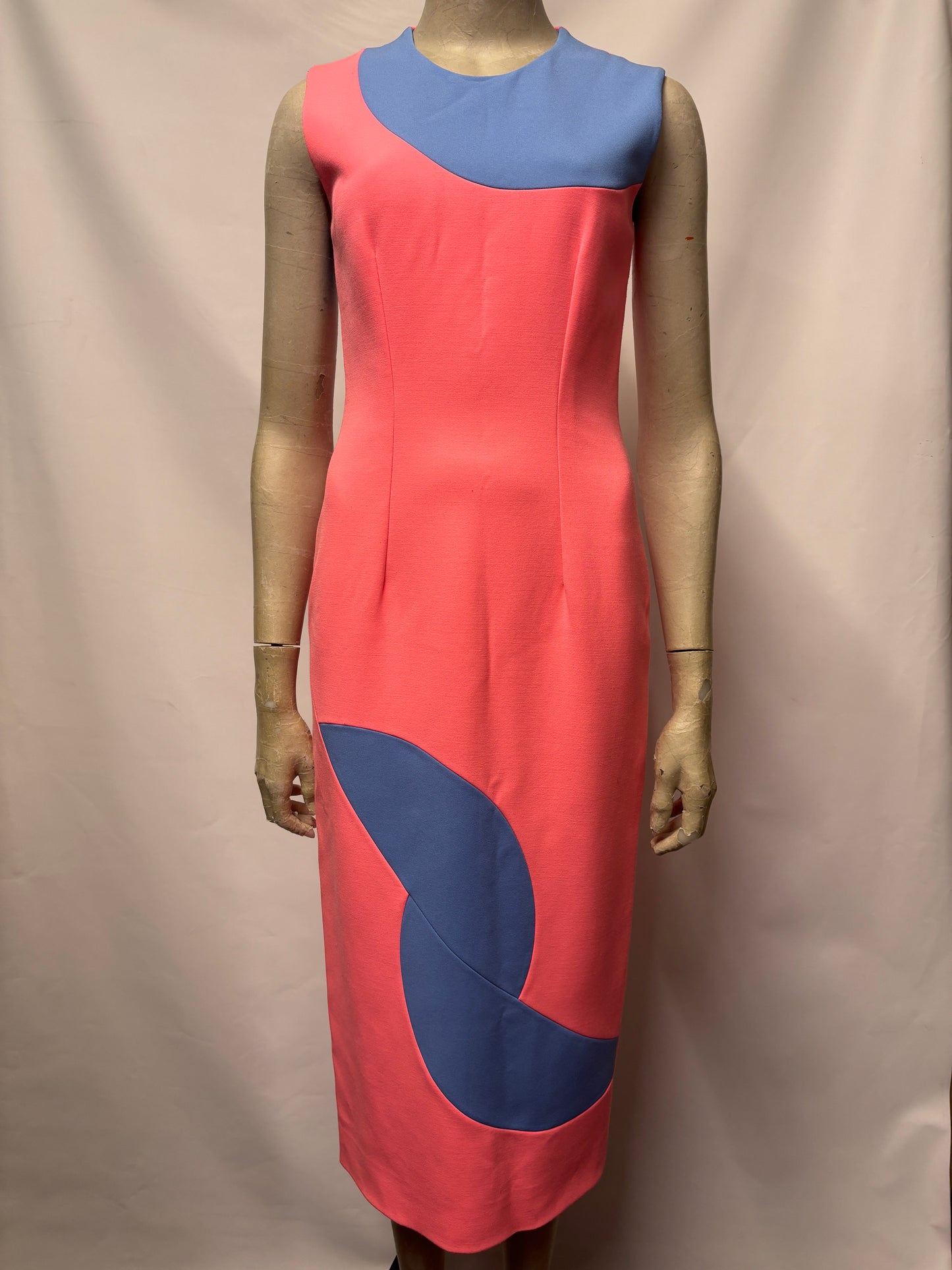 Roksanda Pink and Blue Retro Swirl Midi Dress 8