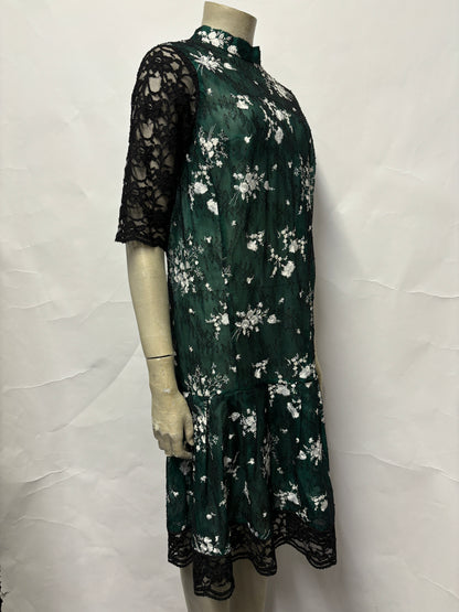 Erdem Green Lace Mid-length Silk Lined Sheer Dress 14